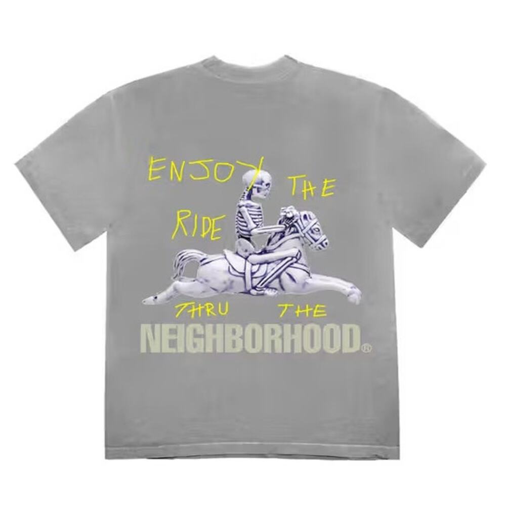 Travis Scott Cactus Jack x Neighborhood Carousel T Shirt Grey SS21 Deadstock XL